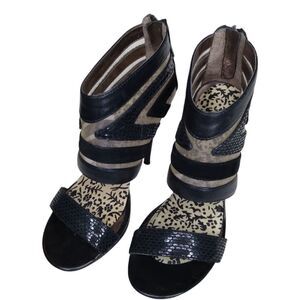 DKNY Black Open Toe Sandal Covered Shaft  Size 7